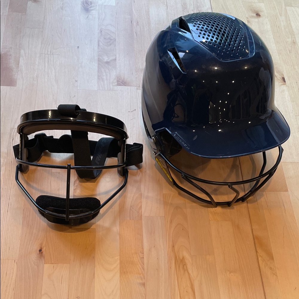 *SOLD* Navy Blue Baseball Helmet (A/S) and Face Guard (adjustable)